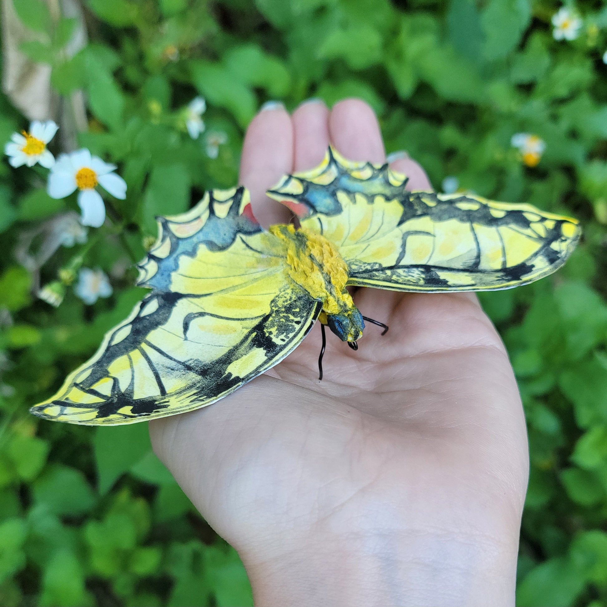 Tiger Swallowtail Butterfly Paperclay Sculpture Figurine