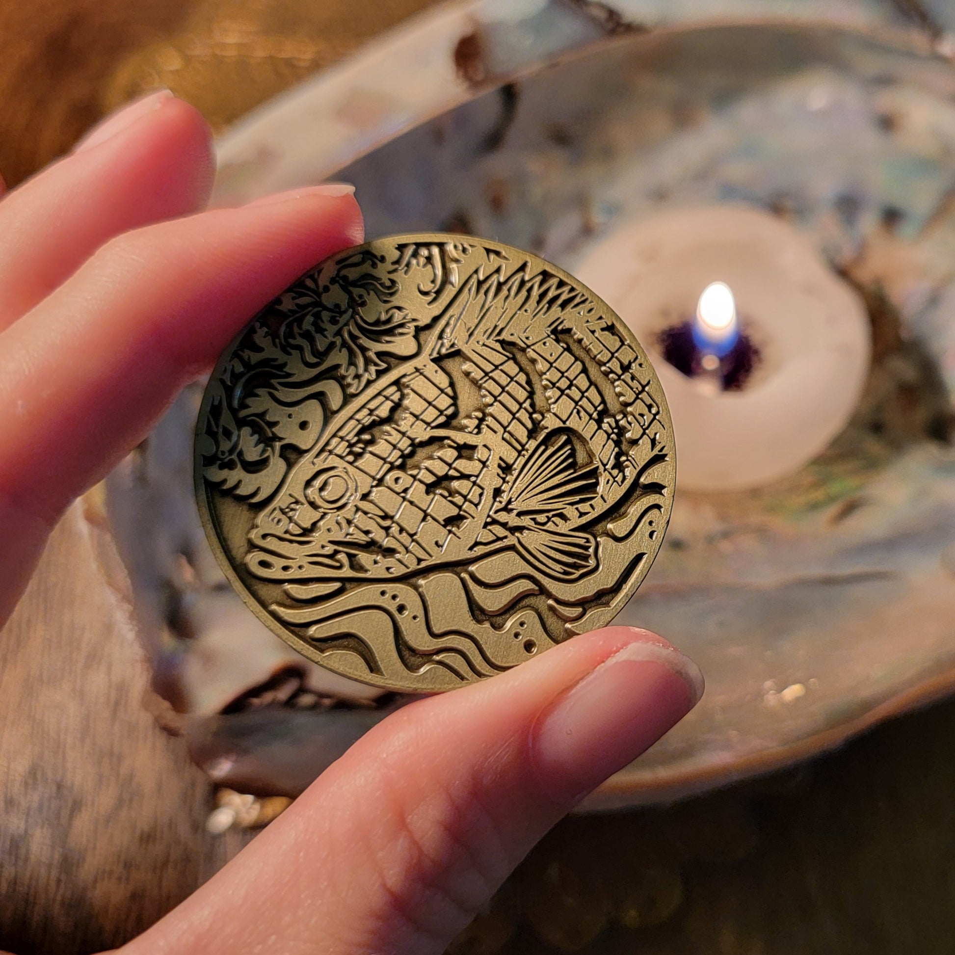 Nassau Grouper Decision Coin, Floridian Mythos Oracle Companion - Divination Tool
