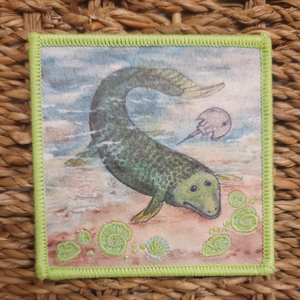 Glow in the Dark, Iron-On Patch: Tiktaalik Devonian Paleo Art