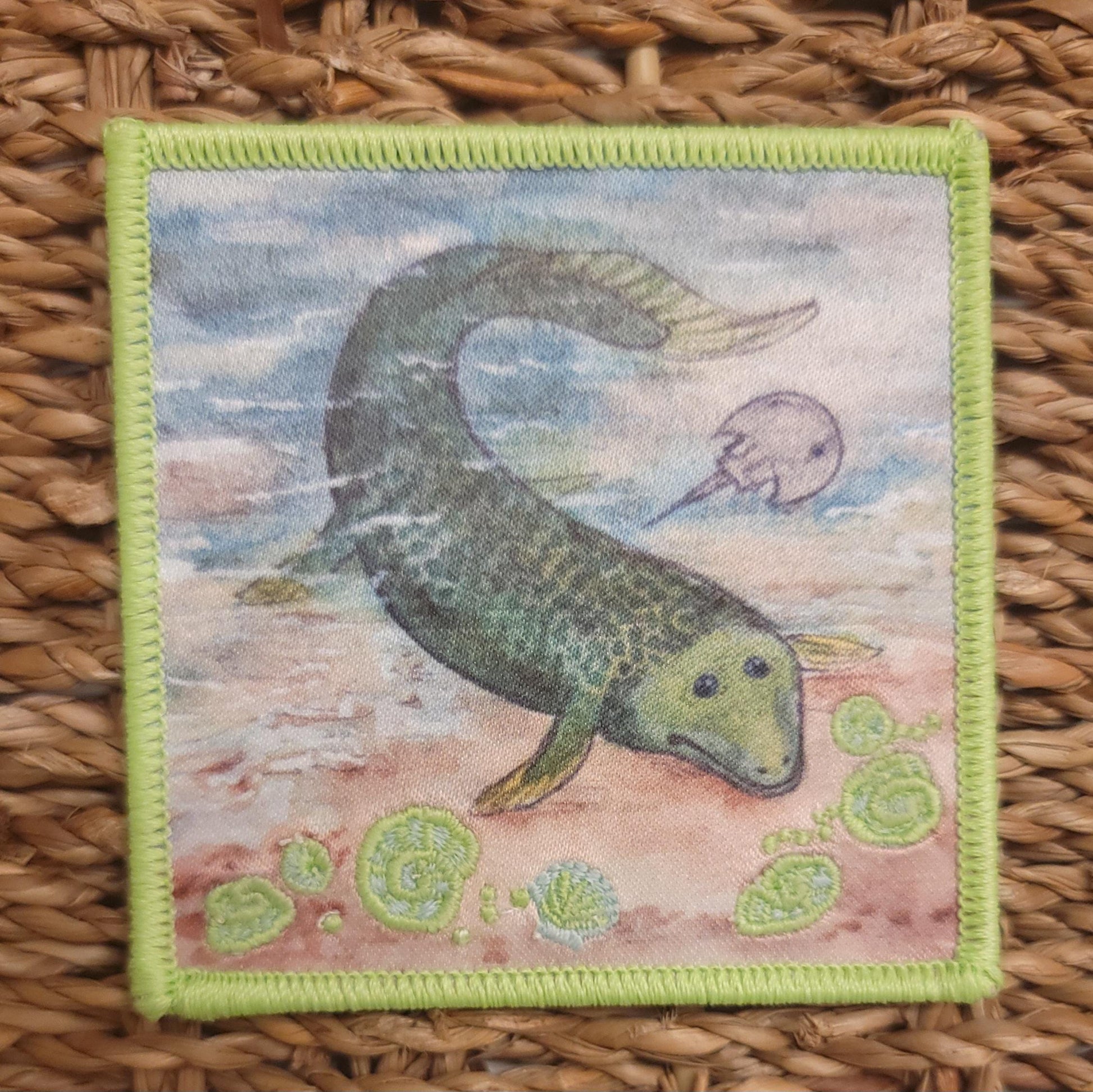 Glow in the Dark, Iron-On Patch: Tiktaalik Devonian Paleo Art
