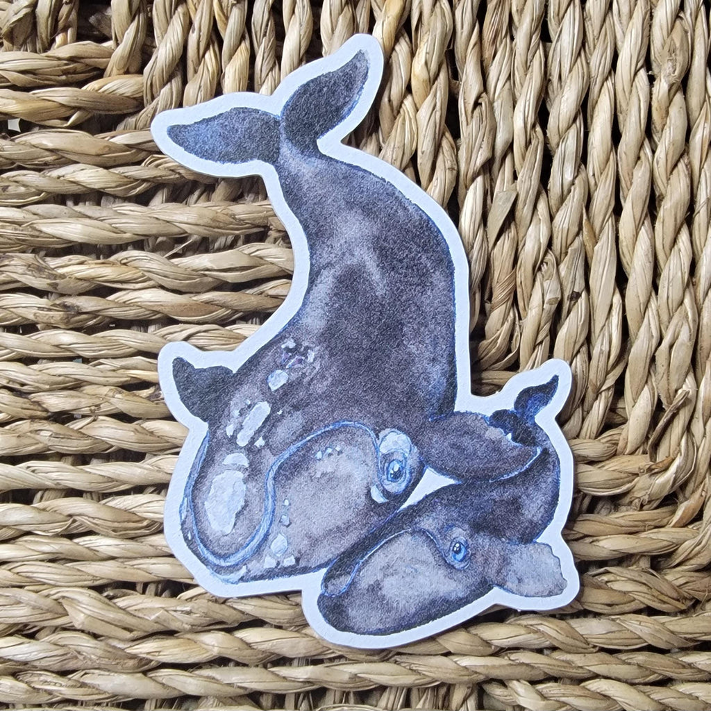 Eco Kraft Sticker North Atlantic Right Whale Watercolor Art