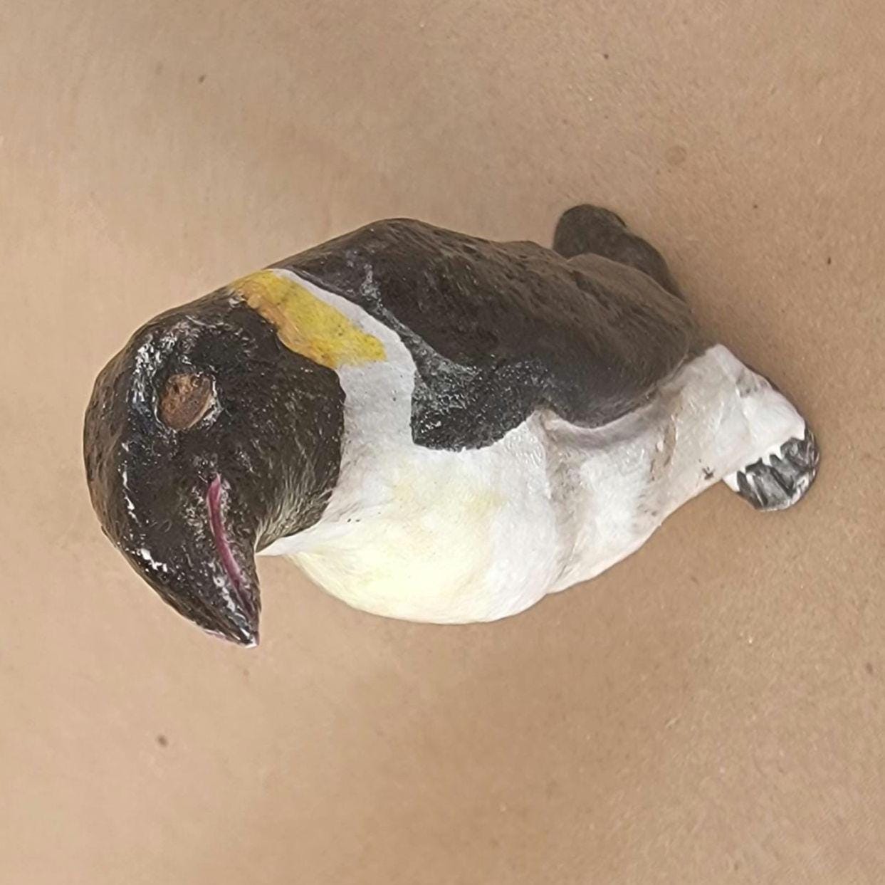 Mini Wonky Paperclay Sculpture Figurine Desk Freind OOAK Emperor Penguin