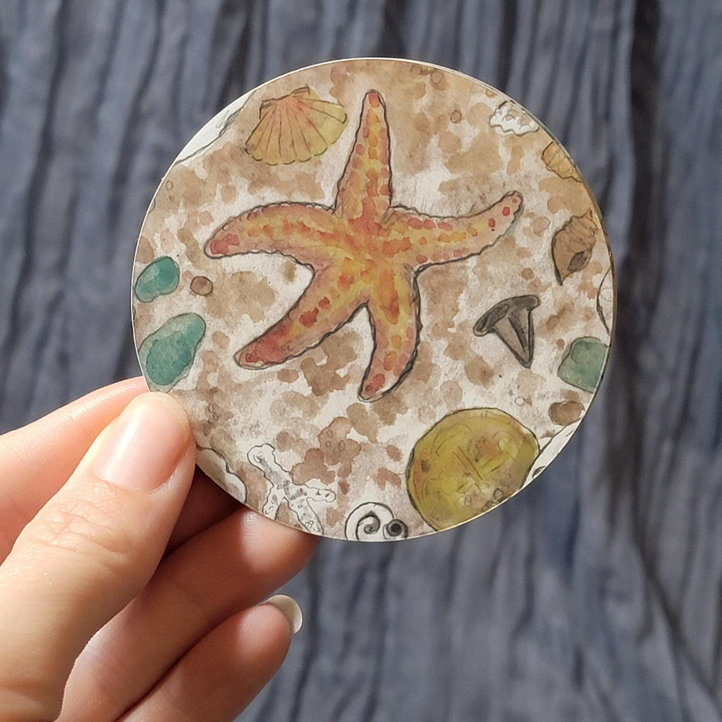 Mirror Shine Sticker "Treasure Hunt" Watercolor Art