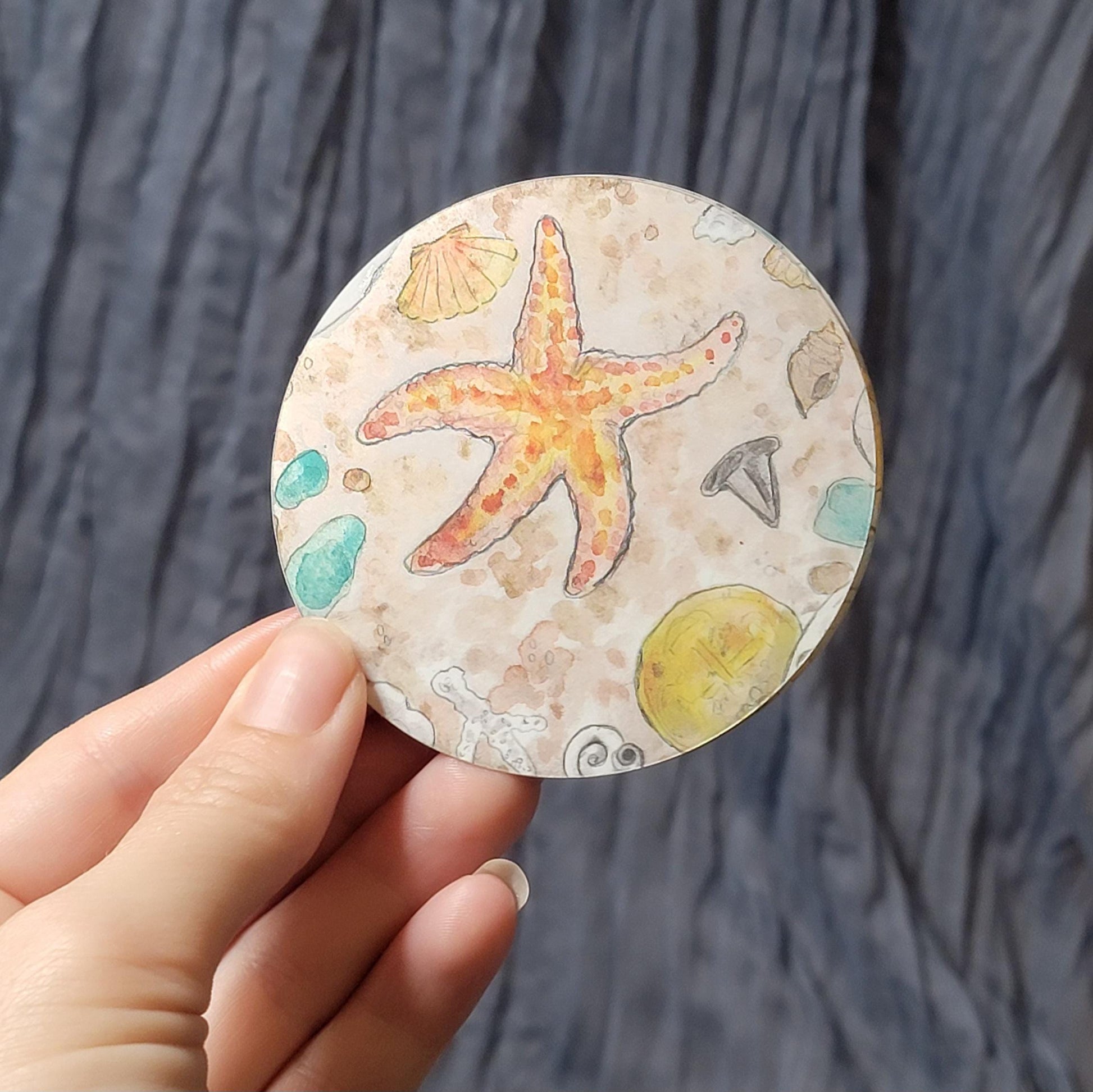 Mirror Shine Sticker "Treasure Hunt" Watercolor Art