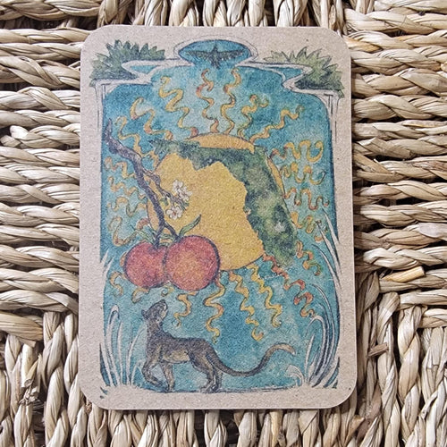 Eco Kraft Sticker Florida Panther in the Sun Watercolor Art