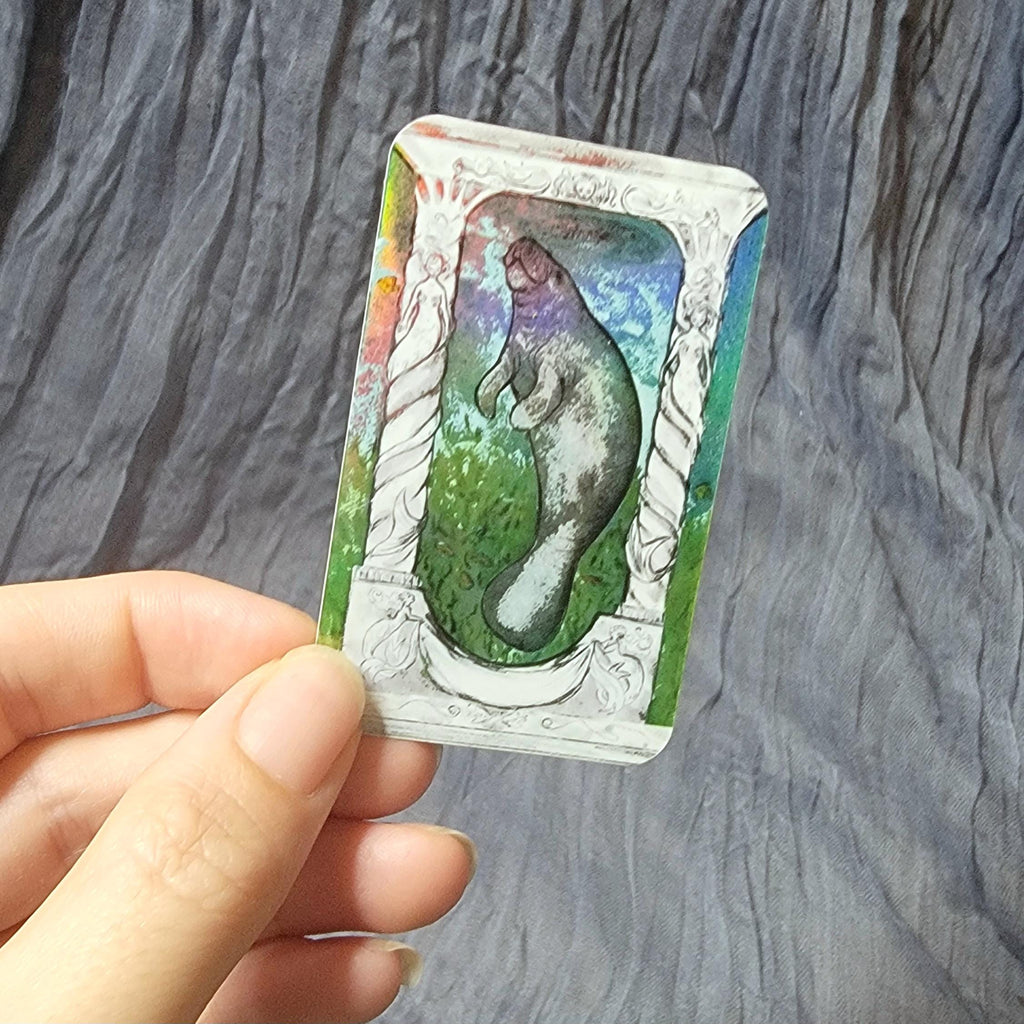 Holographic Sticker Mantatee Oracle Watercolor Art