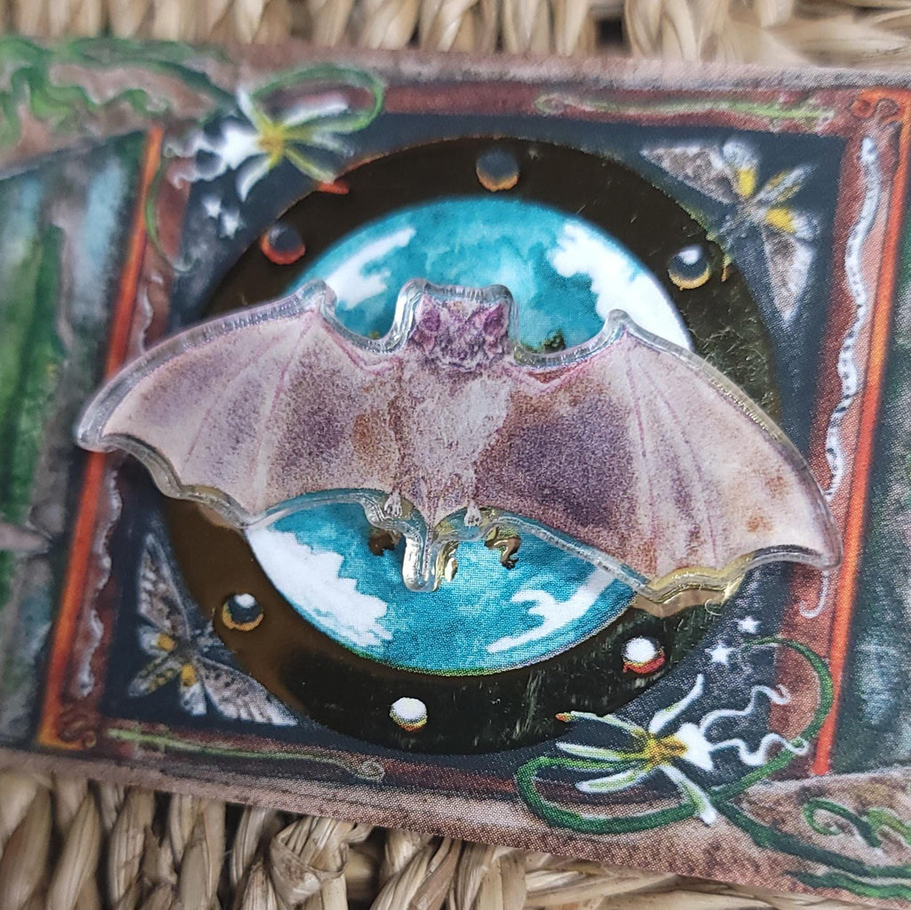Mini Pin Florida Bonneted Bat Watercolor Art on Acrylic
