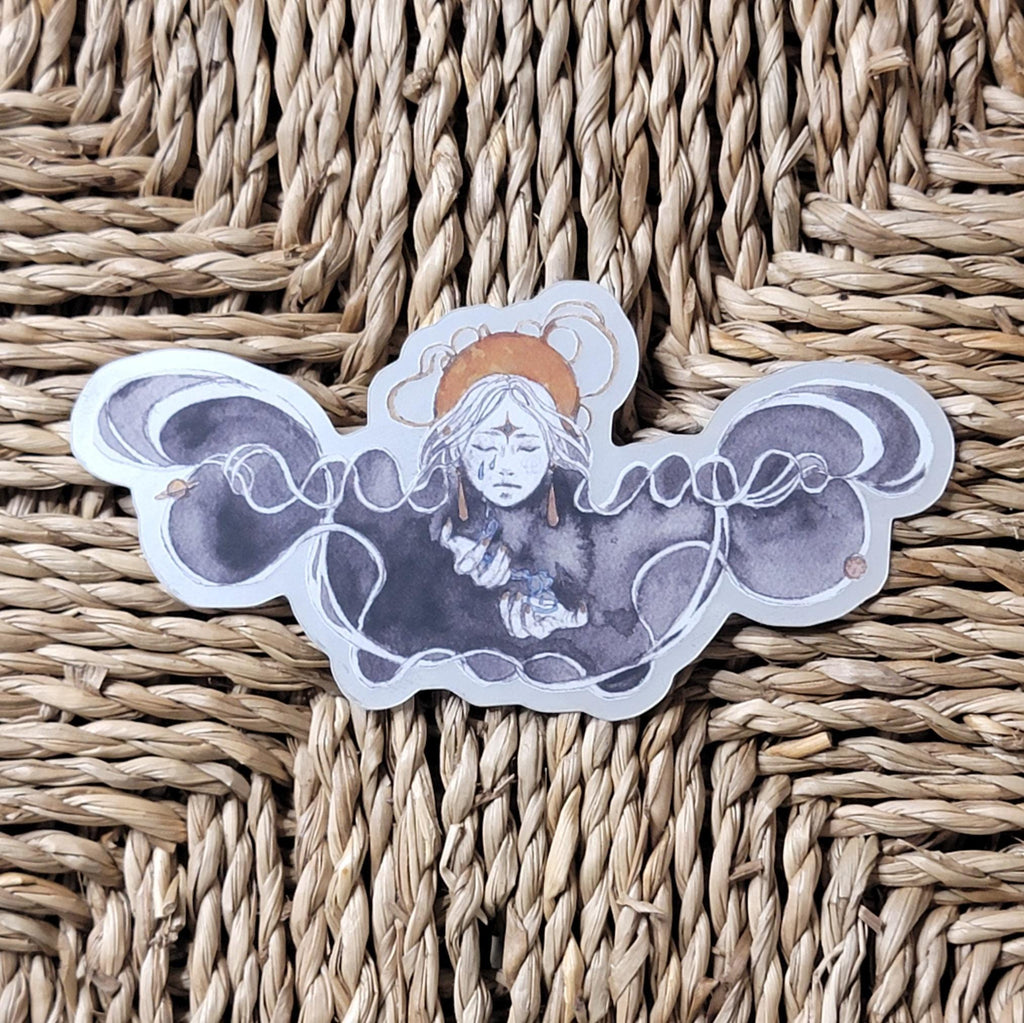 Metallic Sticker "Feeling Emotion" Goddess Watercolor Art