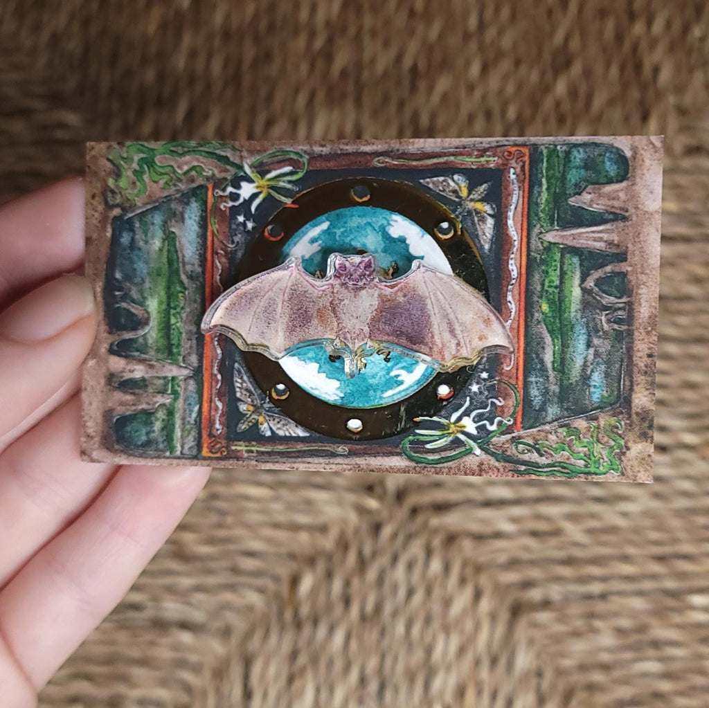 Mini Pin Florida Bonneted Bat Watercolor Art on Acrylic