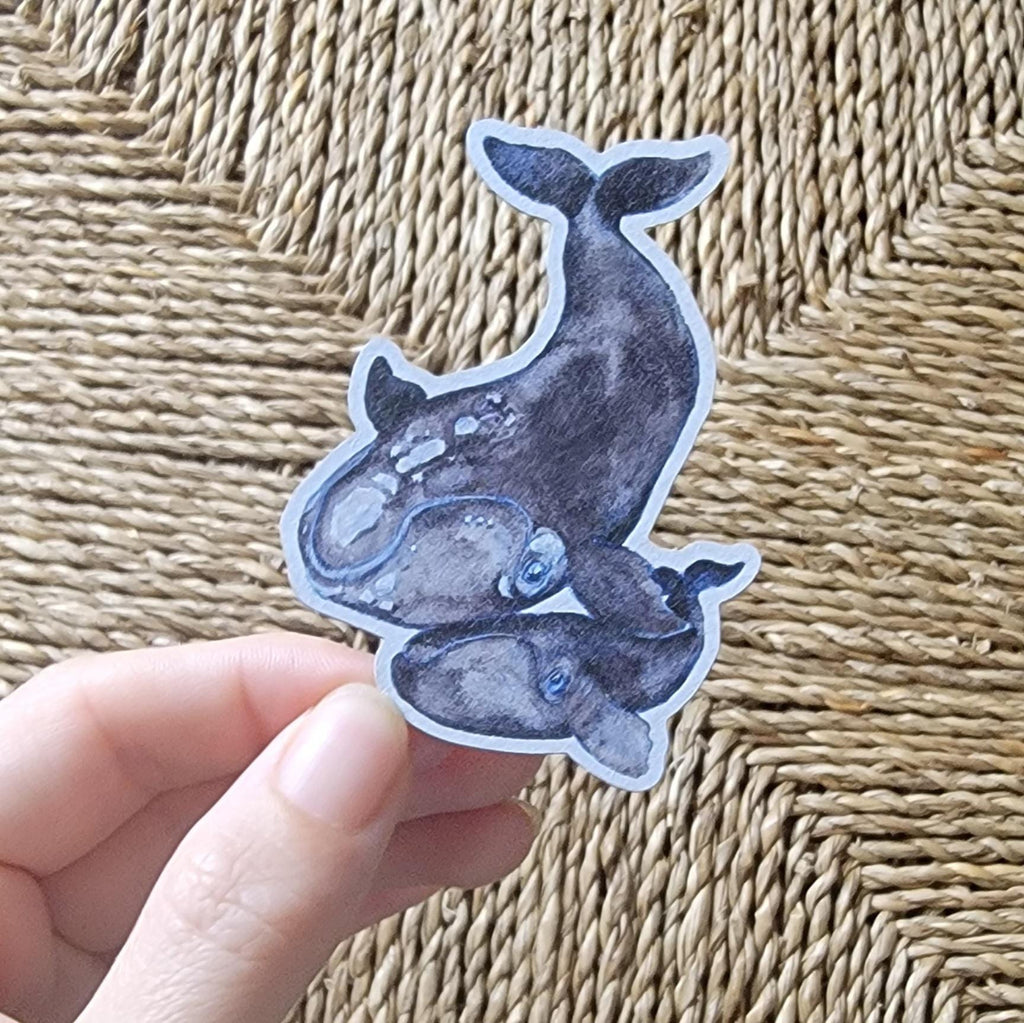 Eco Kraft Sticker North Atlantic Right Whale Watercolor Art