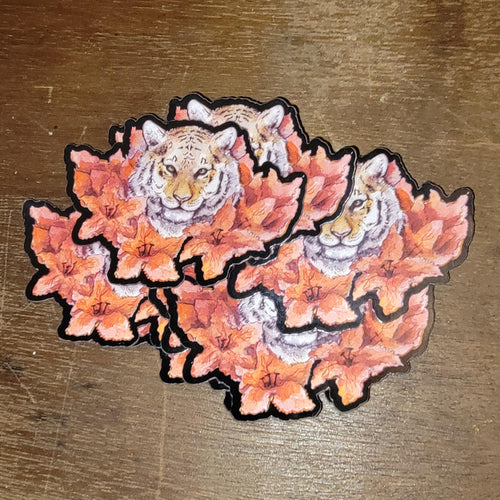 Tiger Floral Magnet Watercolor Art