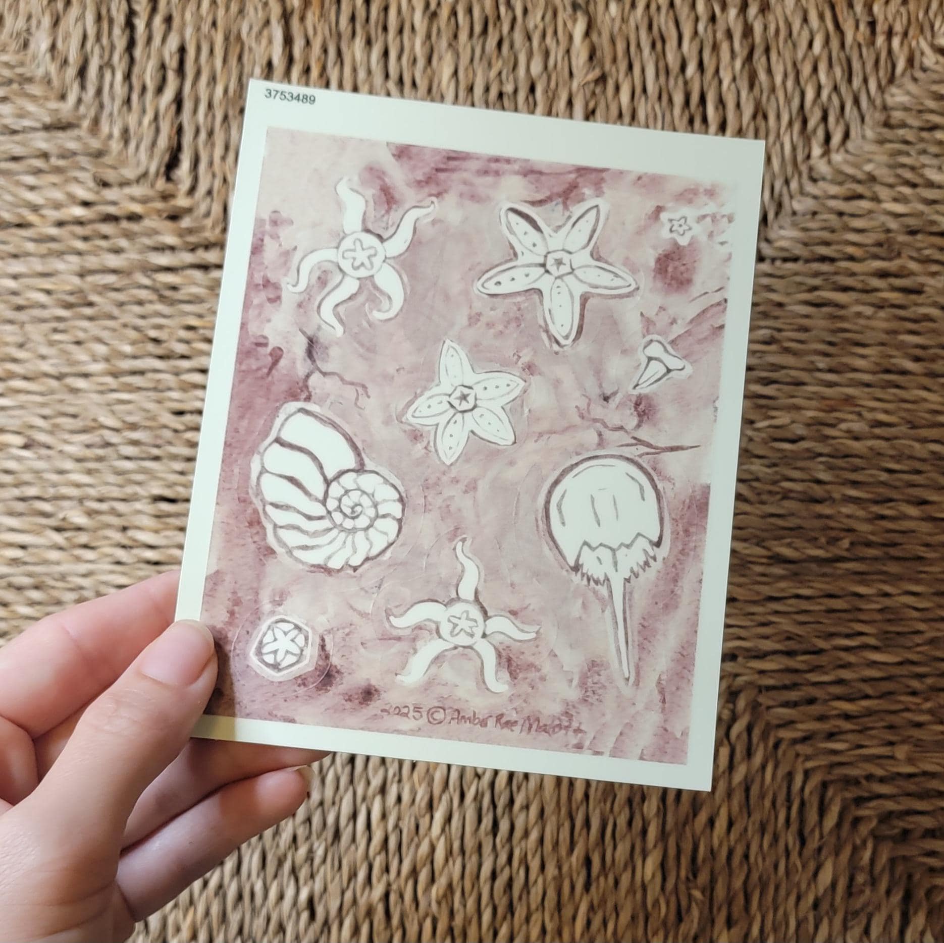 Sticker Sheet Glow in the Dark Fossil Sea Star Watercolor Art