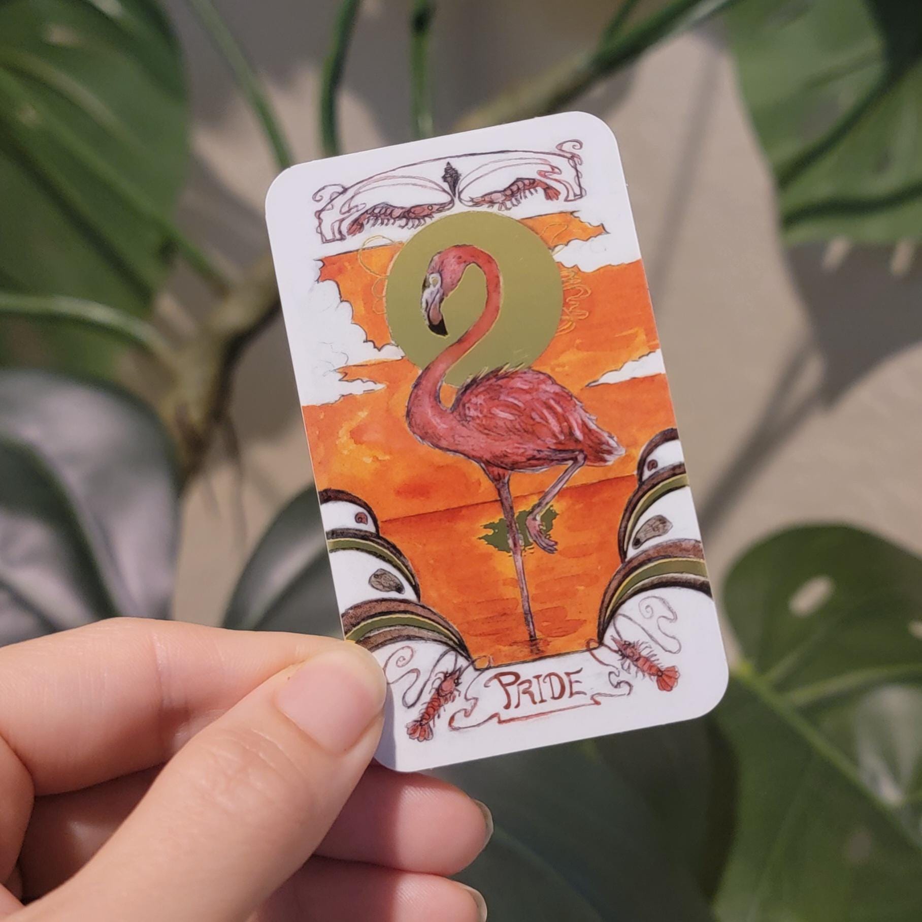 Metallic  Sticker "Pride" Flamingo Oracle Watercolor Art