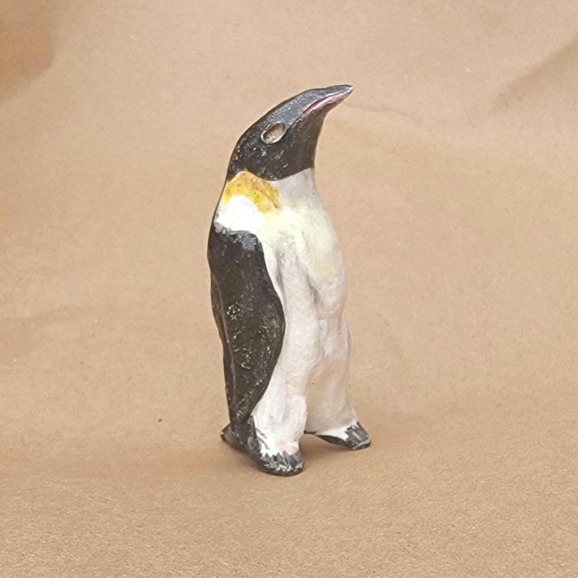 Mini Wonky Paperclay Sculpture Figurine Desk Freind OOAK Emperor Penguin